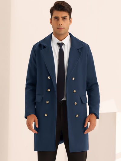 Overcoat for Men's Winter Double Breasted Slim Fit Business Trench Coats