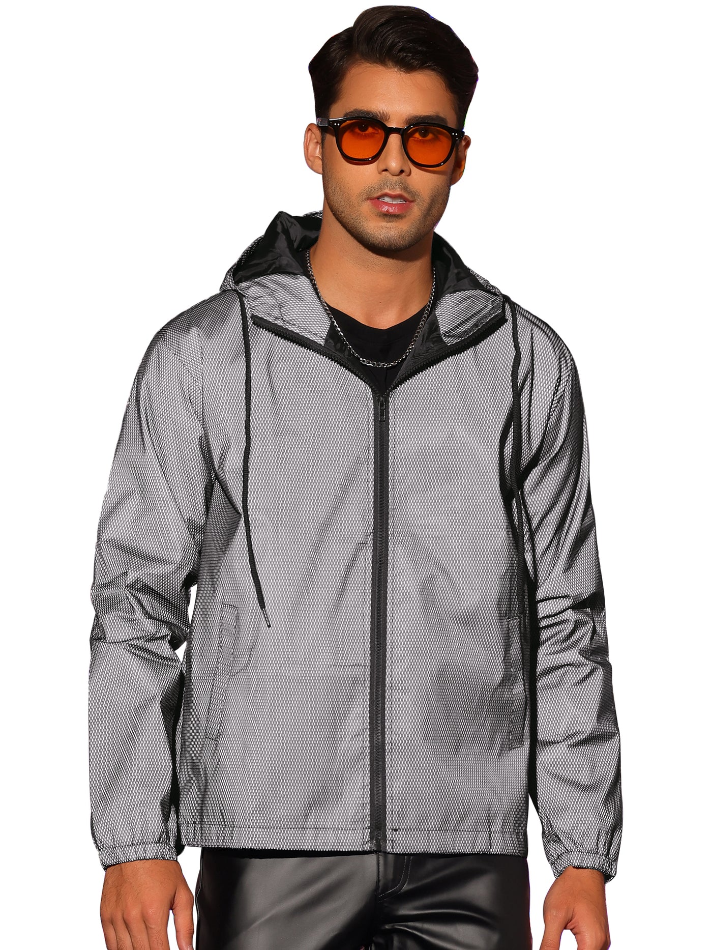 Bublédon Men's Lightweight Zip Up Drawstring Hooded Windbreaker Jacket