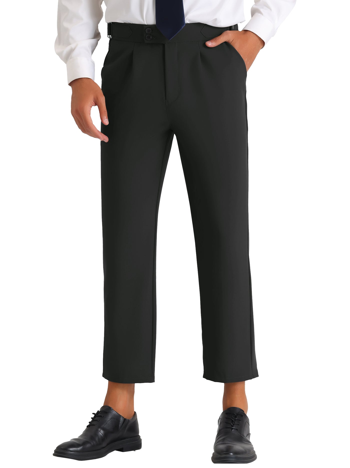 Bublédon Men's Lightweight Two Buttons Pleated Front Work Office Pants
