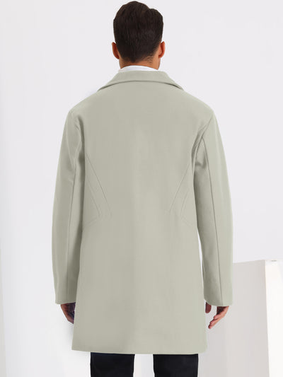 Men's Winter Solid Color Notched Collar Single Breasted Long Coats