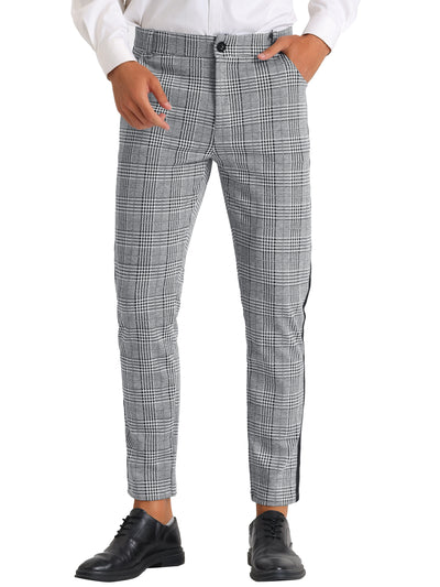 Men's Contrast Color Checked Flat Front Formal Pants