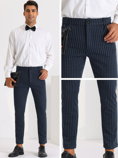 Men's Flat Front Slim Fit Stripe Cropped Pants