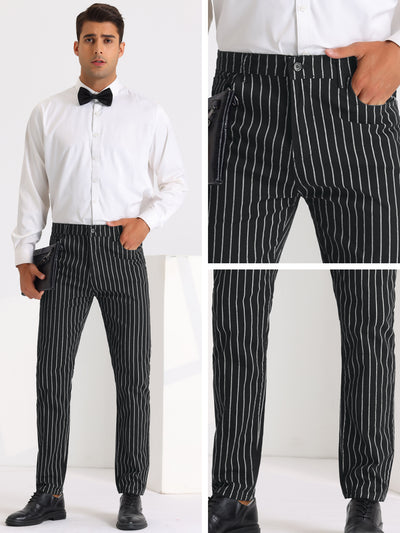 Men's Flat Front Slim Fit Stripe Cropped Pants