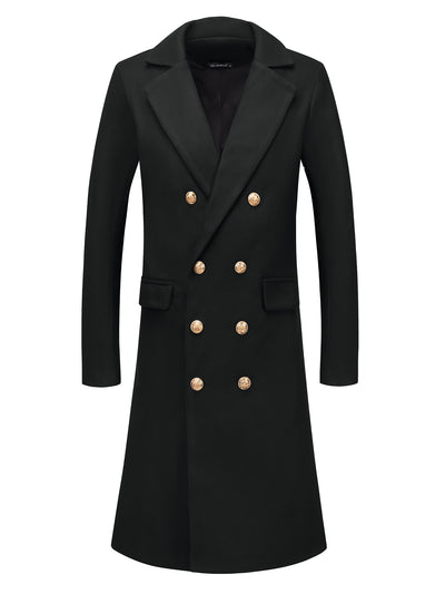 Trench Coat for Men's Notch Lapel Double Breasted Slim Fit Winter Overcoats