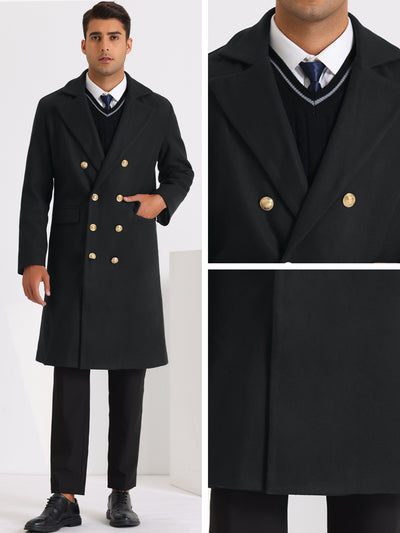 Trench Coat for Men's Notch Lapel Double Breasted Slim Fit Winter Overcoats