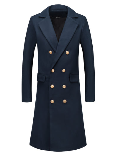 Bublédon Trench Coat for Men's Notch Lapel Double Breasted Slim Fit Winter Overcoats
