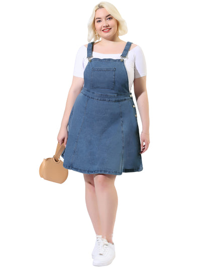 Relax Fit Denim Jeans Button Overall Dress