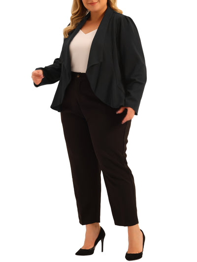 Plus Size Jacket for Women Ruffle Front Work Long Sleeve Cardigans Jackets