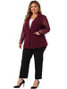 Plus Size Work Notch Lapel Lace Front Blazer Jackets