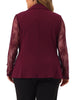 Plus Size Work Notch Lapel Lace Front Blazer Jackets