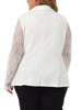 Plus Size Work Notch Lapel Lace Front Blazer Jackets