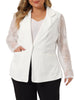 Plus Size Work Notch Lapel Lace Front Blazer Jackets