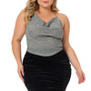 Glittery Halter Neck Sleeveless Crop Top