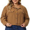 Corduroy H Line Drop Shoulder Crop Jacket