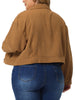 Corduroy H Line Drop Shoulder Crop Jacket