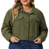 Corduroy H Line Drop Shoulder Crop Jacket