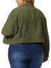 Corduroy H Line Drop Shoulder Crop Jacket