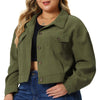 Corduroy H Line Drop Shoulder Crop Jacket