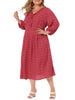 Plus Size Dress for Women Casual Elbow Sleeve Sweetheart Print Midi Ruffle Dresses