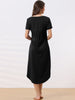 Womens Nightshirt Short Sleeve Long Nightgown V Neck Lounge Dress with Pocket