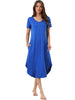 Womens Nightshirt Short Sleeve Long Nightgown V Neck Lounge Dress with Pocket