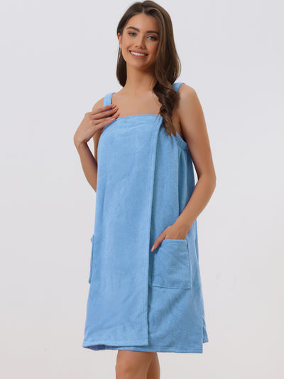 Womens Towel Wrap Bathrobe Spa Towels Robe with Adjustable Closure for Gym Shower