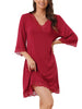 Womens Lace Nightshirt Soft Half Sleeve Sleepshirt Loungewear Pajama Nightgown
