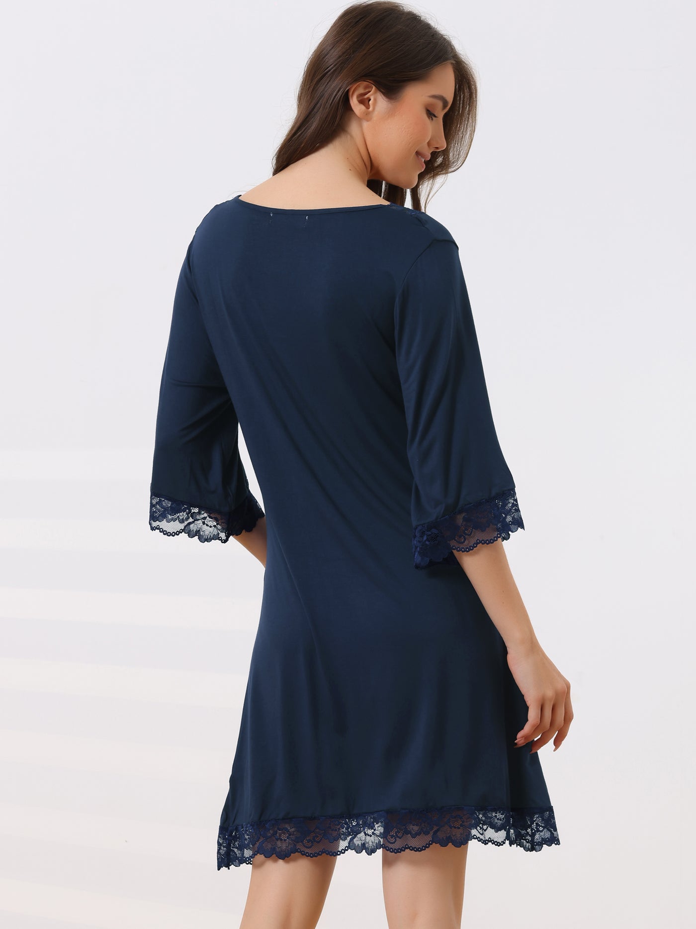 Bublédon Womens Lace Nightshirt Soft Half Sleeve Sleepshirt Loungewear Pajama Nightgown