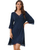 Womens Lace Nightshirt Soft Half Sleeve Sleepshirt Loungewear Pajama Nightgown