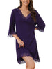 Womens Lace Nightshirt Soft Half Sleeve Sleepshirt Loungewear Pajama Nightgown