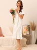 Womens Victorian Nightgown Princess Lace Ruffle Short Sleeve Cotton Sleepwear Loungewear