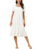 Womens Victorian Nightgown Princess Lace Ruffle Short Sleeve Cotton Sleepwear Loungewear
