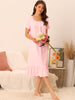 Womens Victorian Nightgown Princess Lace Ruffle Short Sleeve Cotton Sleepwear Loungewear
