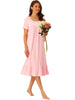 Womens Victorian Nightgown Princess Lace Ruffle Short Sleeve Cotton Sleepwear Loungewear