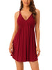 Womens Sleeveless Sleepwear Chemises Lingerie V Neck Full Slip Soft Pajama Dress