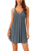 Womens Sleeveless Sleepwear Chemises Lingerie V Neck Full Slip Soft Pajama Dress