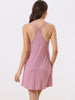 Womens Sleeveless Sleepwear Chemises Lingerie V Neck Full Slip Soft Pajama Dress