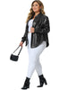 Plus Size Faux Leather Shirts for Women Loose Fit Blazer Long Sleeves Button Motorcycle Biker Coat Casual Jacket