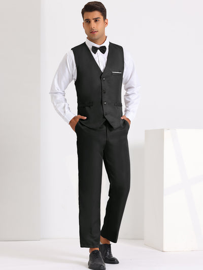 3 Pieces Suits for Men's Prom Wedding Business Dress Shirt Pants Waistcoat Sets