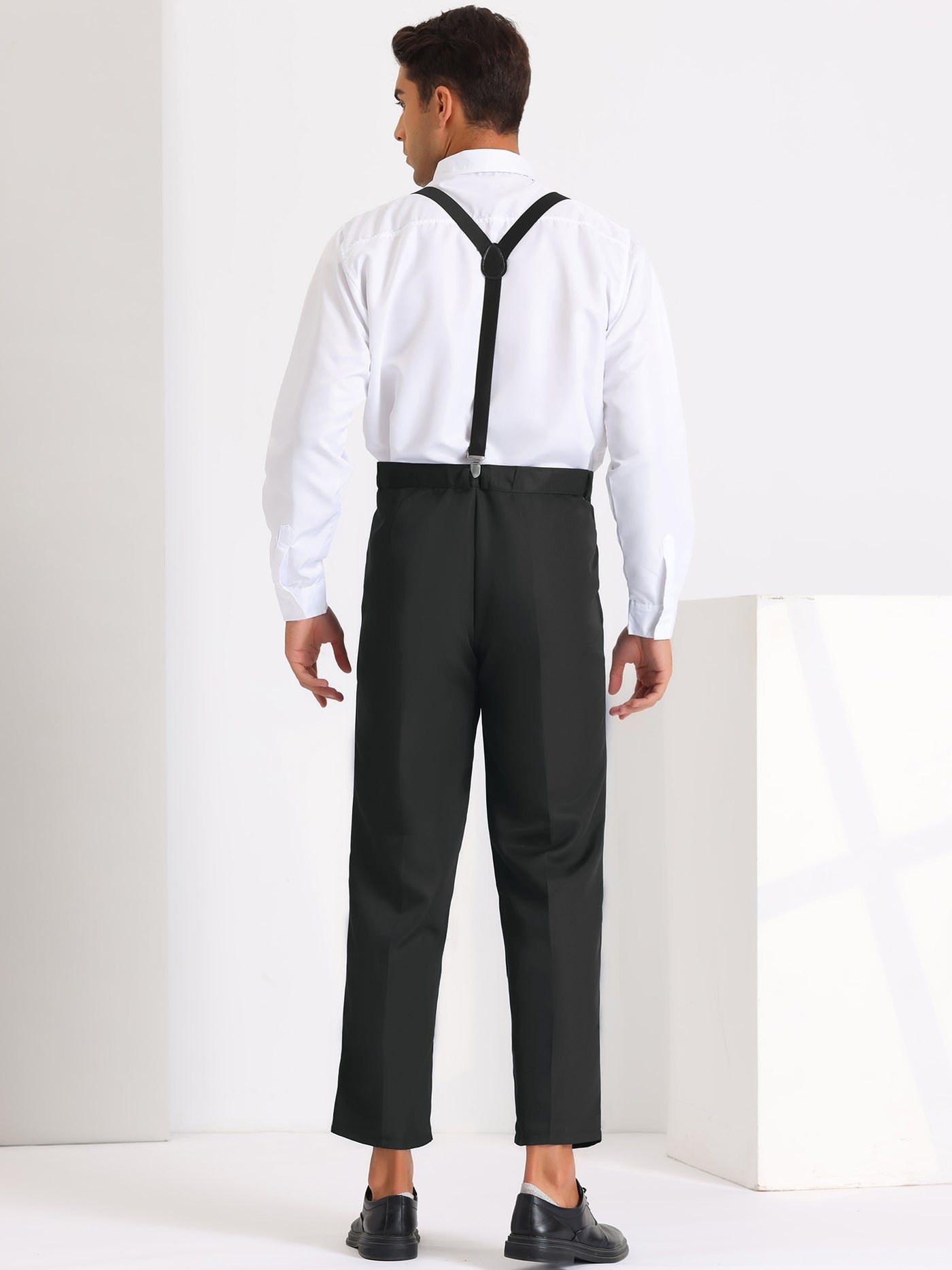 Bublédon 3 Pieces Suits for Men's Business Wedding Dress Shirt Pants with Suspender Sets
