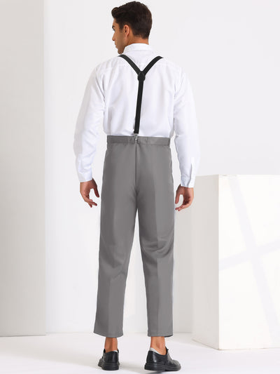 3 Pieces Suits for Men's Business Wedding Dress Shirt Pants with Suspender Sets