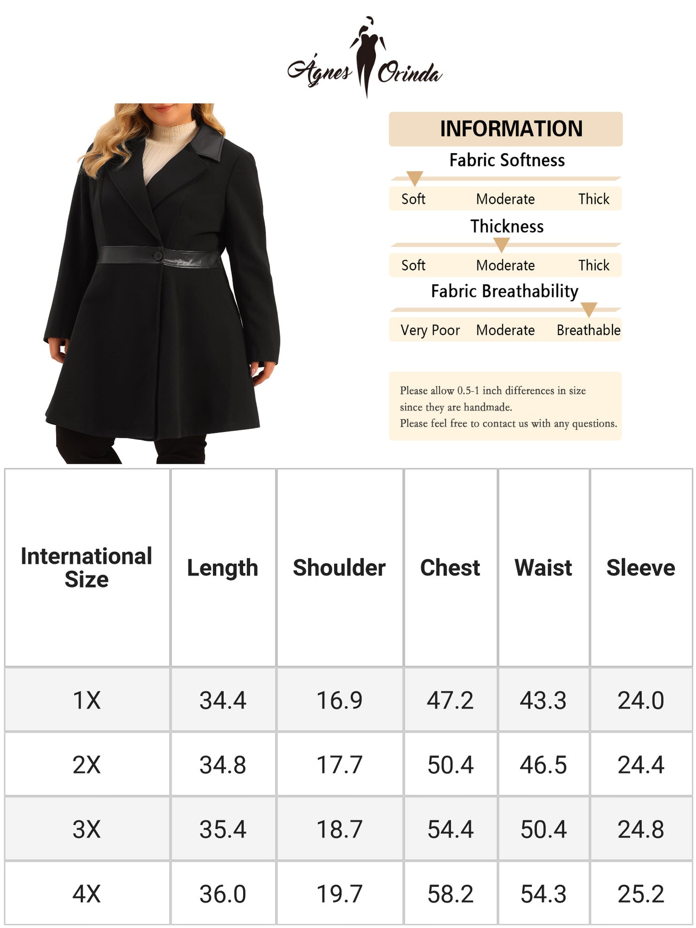 Bublédon Overcoat for Women Plus Size Leather Notched Lapel Single Breasted Long Trench Coats Jacket