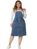 Plus Size Denim Overall Dress for Women Button Front Adjustable Strap Suspender Jean Skirt