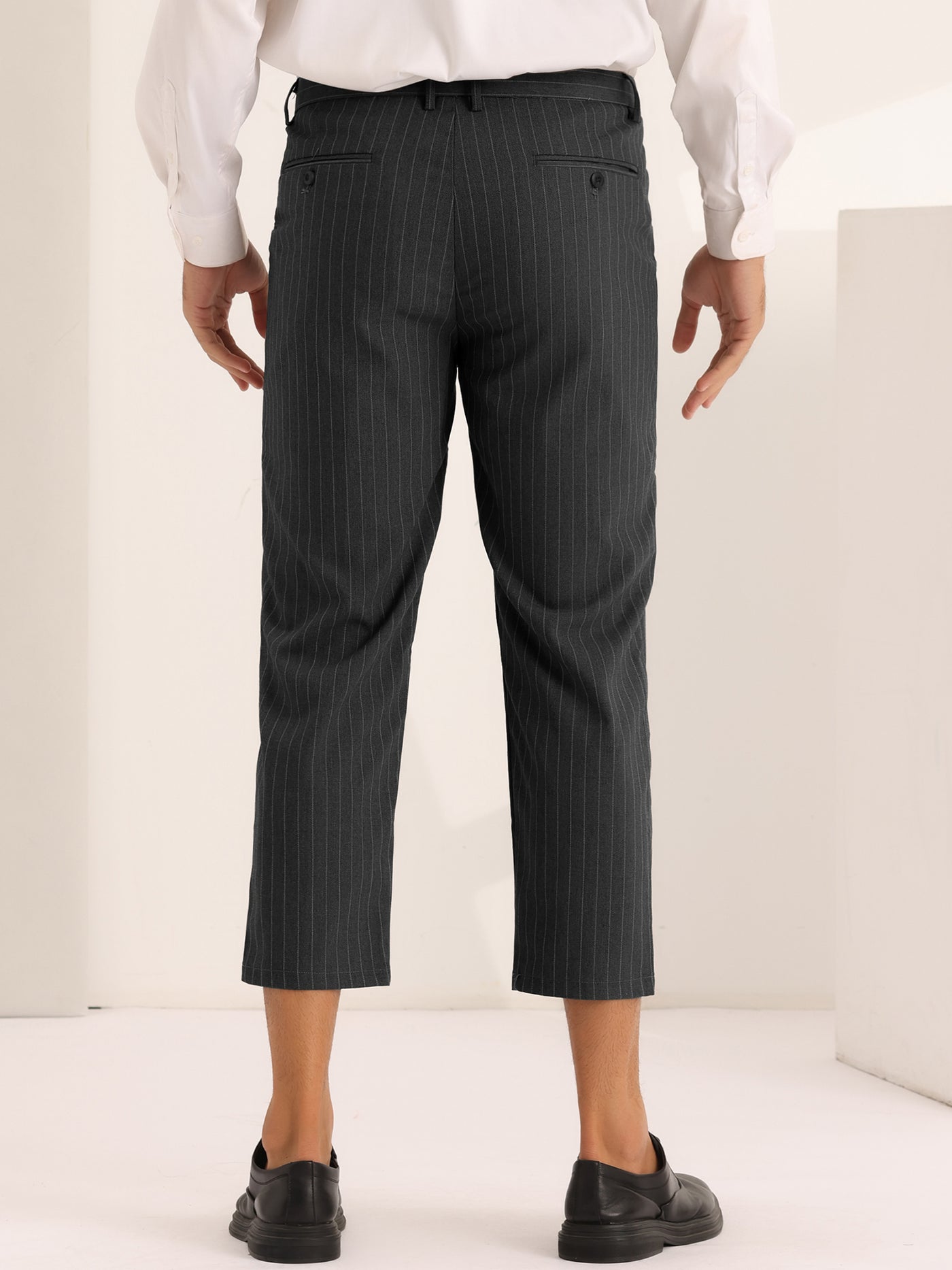 Bublédon Men's Striped Croppe pes Ankle Length Business Pants