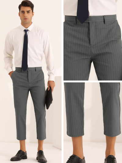 Men's Striped Croppe pes Ankle Length Business Pants