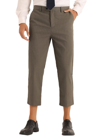 Men's Striped Croppe pes Ankle Length Business Pants