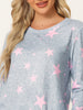 Womens Long Sleeve Pajama Sets Kint Printed Pattern 2 Piece Sleepwear