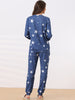 Womens Long Sleeve Pajama Sets Kint Printed Pattern 2 Piece Sleepwear