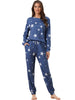 Womens Long Sleeve Pajama Sets Kint Printed Pattern 2 Piece Sleepwear