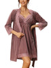 Womens Velvet Pajamas Lace Long Sleeve Robe Two Piece Suit Loungewear Nightgowns
